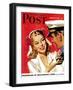 "Naval Officer & Woman," Saturday Evening Post Cover, August 8, 1942-Jon Whitcomb-Framed Premium Giclee Print