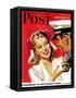 "Naval Officer & Woman," Saturday Evening Post Cover, August 8, 1942-Jon Whitcomb-Framed Stretched Canvas