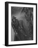 Naval Officers Working on a Ship During a Storm-George Strock-Framed Photographic Print
