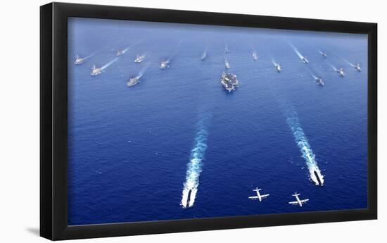 Naval Ships (19 American and Japanese Ships) Art Poster Print-null-Framed Poster