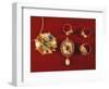 Navaratna Pendants and Rings with Nine Stones Set in Gold-null-Framed Giclee Print
