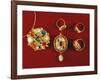 Navaratna Pendants and Rings with Nine Stones Set in Gold-null-Framed Giclee Print