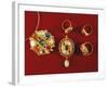 Navaratna Pendants and Rings with Nine Stones Set in Gold-null-Framed Giclee Print