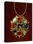 Navaratna Pendants with Nine Stones Set in Gold-null-Stretched Canvas