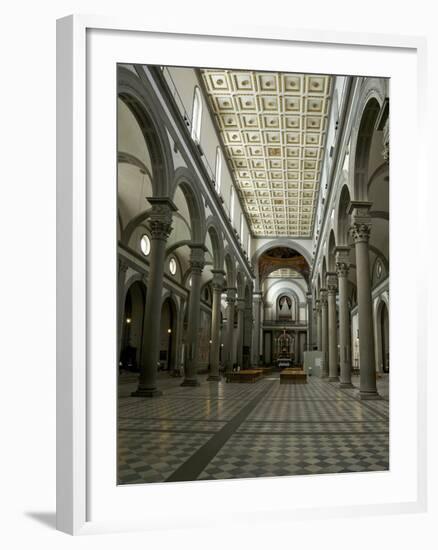 Nave of Basilica of San Lorenzo, Florence, Tuscany, Italy, Europe-Peter Barritt-Framed Photographic Print