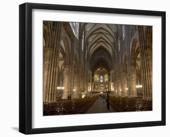 Nave of Notre-Dame Gothic Cathedral Built in Red Sandstone, Strasbourg, Alsace, France, Europe-Patrick Dieudonne-Framed Photographic Print