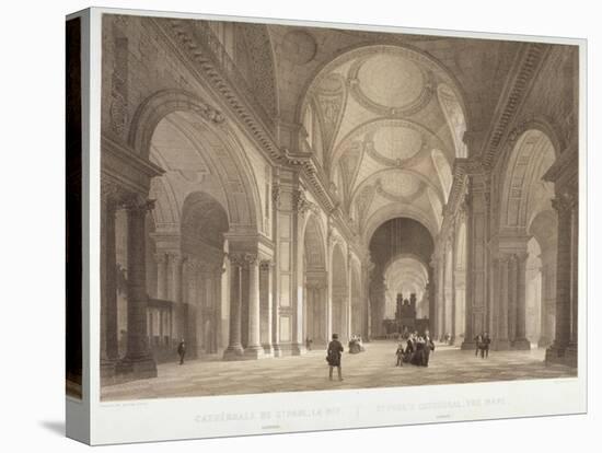 Nave of St Paul's Cathedral, Looking East Towards the Choir, City of London, 1850-Jules Louis Arnout-Stretched Canvas