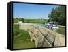 Navigation on Canal du Midi, Repudre Aqueduct, Paraza, Aude, Languedoc Roussillon, France-Tuul-Framed Stretched Canvas