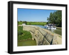 Navigation on Canal du Midi, Repudre Aqueduct, Paraza, Aude, Languedoc Roussillon, France-Tuul-Framed Photographic Print