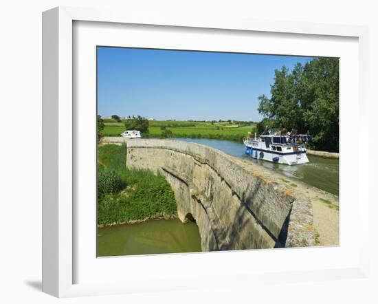 Navigation on Canal du Midi, Repudre Aqueduct, Paraza, Aude, Languedoc Roussillon, France-Tuul-Framed Photographic Print