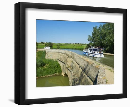 Navigation on Canal du Midi, Repudre Aqueduct, Paraza, Aude, Languedoc Roussillon, France-Tuul-Framed Photographic Print