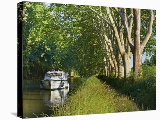 Navigation on Canal du Midi, UNESCO World Heritage Site, Aude, Languedoc Roussillon, France-Tuul-Stretched Canvas