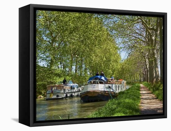 Navigation on Canal du Midi, UNESCO World Heritage Site, Languedoc Roussillon, France-Tuul-Framed Stretched Canvas