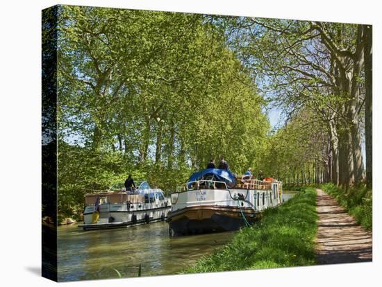 Navigation on Canal du Midi, UNESCO World Heritage Site, Languedoc Roussillon, France-Tuul-Stretched Canvas