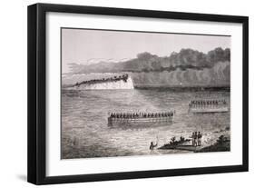 Navigation on Lake Tanganyika, Engraving from Lake Regions of Equatorial Africa-Richard Francis Burton-Framed Giclee Print