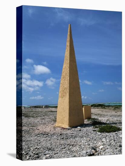 Navigational Obelisk Salt Flats Bonaire, Netherlands Antilles-null-Stretched Canvas