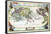 Navigationes Precipae Europorum Ad Exteras Nationes; Navigational Map of the World-Heinrich Scherer-Framed Stretched Canvas