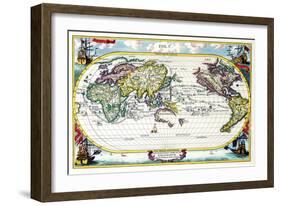 Navigationes Precipae Europorum Ad Exteras Nationes; Navigational Map of the World-Heinrich Scherer-Framed Art Print