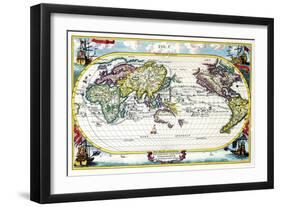 Navigationes Precipae Europorum Ad Exteras Nationes; Navigational Map of the World-Heinrich Scherer-Framed Art Print