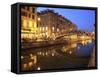 Naviglio Grande at Dusk, Milan, Lombardy, Italy, Europe-Vincenzo Lombardo-Framed Stretched Canvas