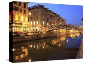 Naviglio Grande at Dusk, Milan, Lombardy, Italy, Europe-Vincenzo Lombardo-Stretched Canvas