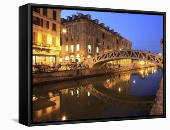 Naviglio Grande at Dusk, Milan, Lombardy, Italy, Europe-Vincenzo Lombardo-Framed Stretched Canvas