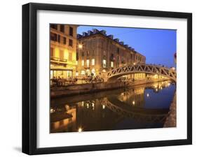 Naviglio Grande at Dusk, Milan, Lombardy, Italy, Europe-Vincenzo Lombardo-Framed Photographic Print