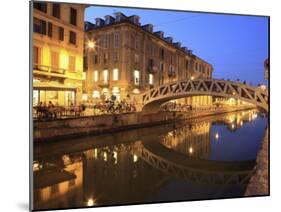 Naviglio Grande at Dusk, Milan, Lombardy, Italy, Europe-Vincenzo Lombardo-Mounted Photographic Print