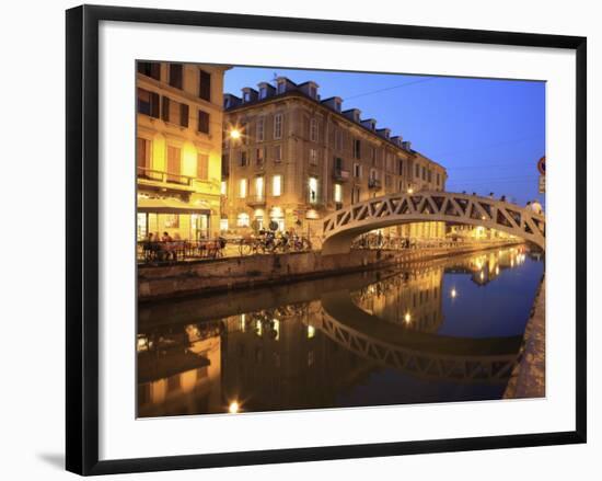 Naviglio Grande at Dusk, Milan, Lombardy, Italy, Europe-Vincenzo Lombardo-Framed Photographic Print