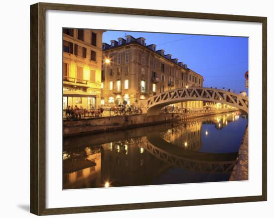 Naviglio Grande at Dusk, Milan, Lombardy, Italy, Europe-Vincenzo Lombardo-Framed Photographic Print