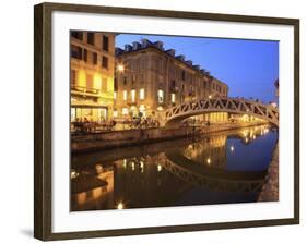 Naviglio Grande at Dusk, Milan, Lombardy, Italy, Europe-Vincenzo Lombardo-Framed Photographic Print