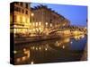 Naviglio Grande at Dusk, Milan, Lombardy, Italy, Europe-Vincenzo Lombardo-Stretched Canvas