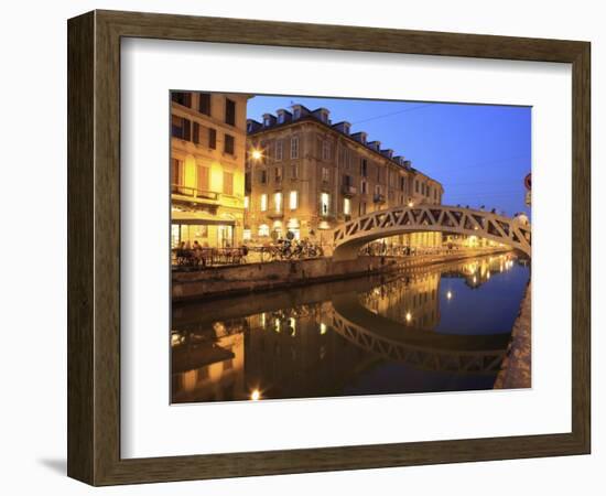 Naviglio Grande at Dusk, Milan, Lombardy, Italy, Europe-Vincenzo Lombardo-Framed Photographic Print