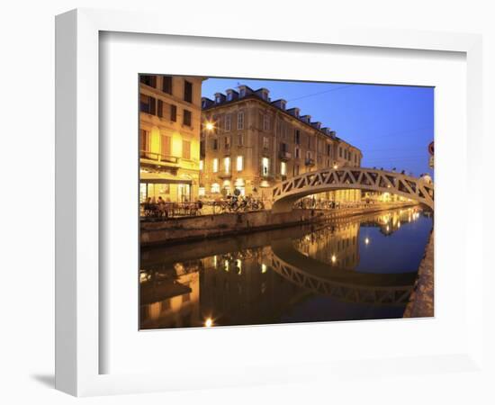 Naviglio Grande at Dusk, Milan, Lombardy, Italy, Europe-Vincenzo Lombardo-Framed Photographic Print