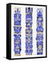 Navy and Gold Tiki Totems-Cat Coquillette-Framed Stretched Canvas