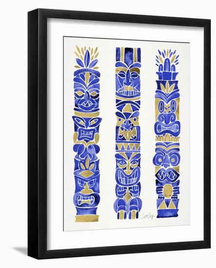 Navy and Gold Tiki Totems-Cat Coquillette-Framed Giclee Print