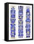 Navy and Gold Tiki Totems-Cat Coquillette-Framed Stretched Canvas