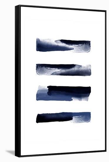Navy Blue Watercolor Strokes-Urban Epiphany-Framed Stretched Canvas
