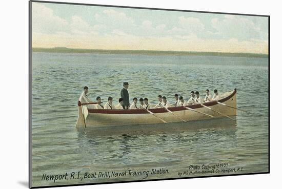 Navy Boat Drill Off Newport-null-Mounted Art Print