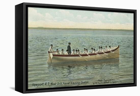 Navy Boat Drill Off Newport-null-Framed Stretched Canvas