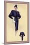 Navy Cardigan Suit-null-Mounted Art Print