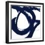 Navy Circular Strokes I-Megan Morris-Framed Art Print