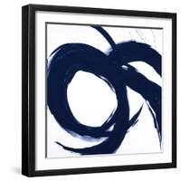 Navy Circular Strokes II-Megan Morris-Framed Art Print