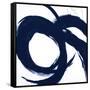 Navy Circular Strokes II-Megan Morris-Framed Stretched Canvas