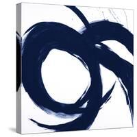 Navy Circular Strokes II-Megan Morris-Stretched Canvas