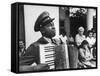 Navy CPO Graham Jackson Playing Accordian, Crying as Franklin D Roosevelt's Body is Carried Away-Ed Clark-Framed Stretched Canvas