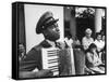 Navy CPO Graham Jackson Playing Accordian, Crying as Franklin D Roosevelt's Body is Carried Away-Ed Clark-Framed Stretched Canvas