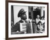 Navy CPO Graham Jackson Playing Accordian, Crying as Franklin D Roosevelt's Body is Carried Away-Ed Clark-Framed Photographic Print