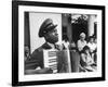 Navy CPO Graham Jackson Playing Accordian, Crying as Franklin D Roosevelt's Body is Carried Away-Ed Clark-Framed Photographic Print