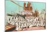 Navy Crew on Board US Warship-null-Mounted Art Print